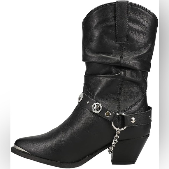 Dingo Women’s 10 Wide Black Pig Leather Western Boots Olivia Harness Cowgirl NIB - Picture 2 of 13